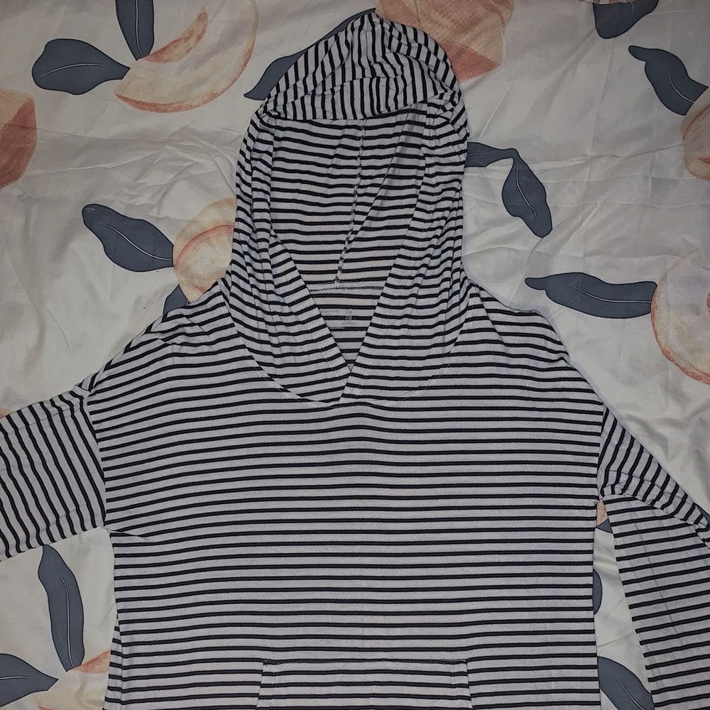 Striped Stretchy Hooded Long Sleeve